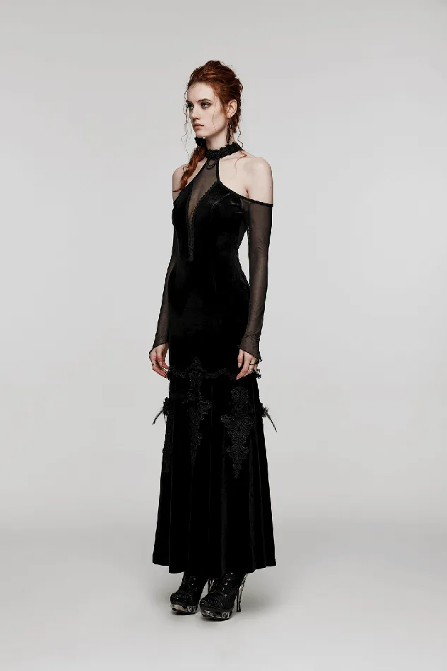 Elegant Gothic Long Dress with Velvet for Women EVEs SECRETS Female Sex Toys
