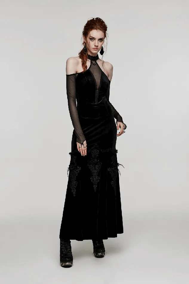 Elegant Gothic Long Dress with Velvet for Women EVEs SECRETS Female Sex Toys