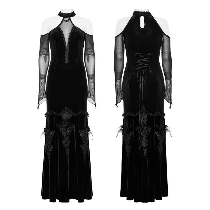 Elegant Gothic Long Dress with Velvet for Women EVEs SECRETS Female Sex Toys