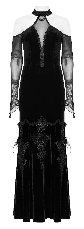 Elegant Gothic Long Dress with Velvet for Women EVEs SECRETS Female Sex Toys