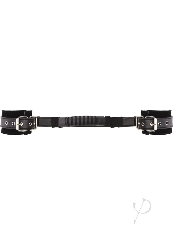 Ouch Male Sex Toys Ouch Adjustable Leather Handcuffs with Adjustable Straps Black