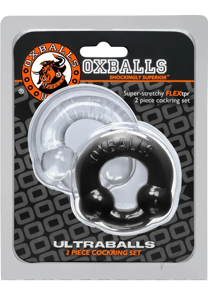 Oxballs Ultraballs Cock Ring Set 2 pack Black and Clear Oxballs Male Sex Toys Oxballs Ultraballs Cock Ring Set 2 pack Black and Clear Oxballs Male Sex Toys