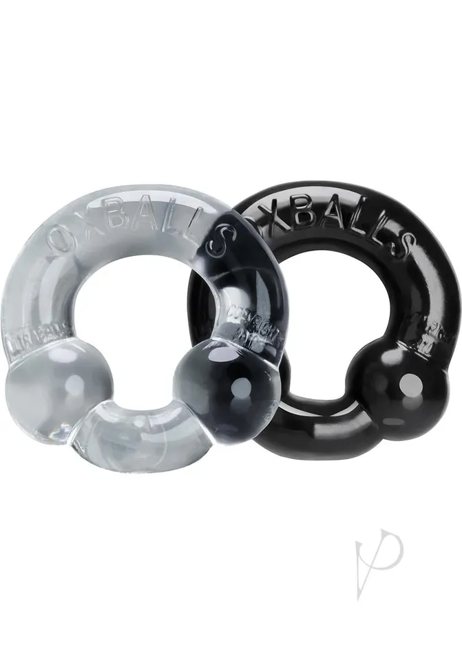 Oxballs Ultraballs Cock Ring Set 2 pack Black and Clear Oxballs Male Sex Toys