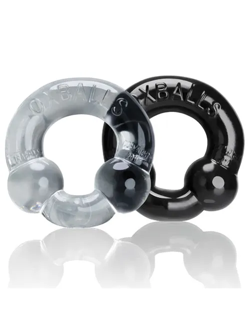 Oxballs Ultraballs Cock Ring Set 2 pack Black and Clear Oxballs Male Sex Toys