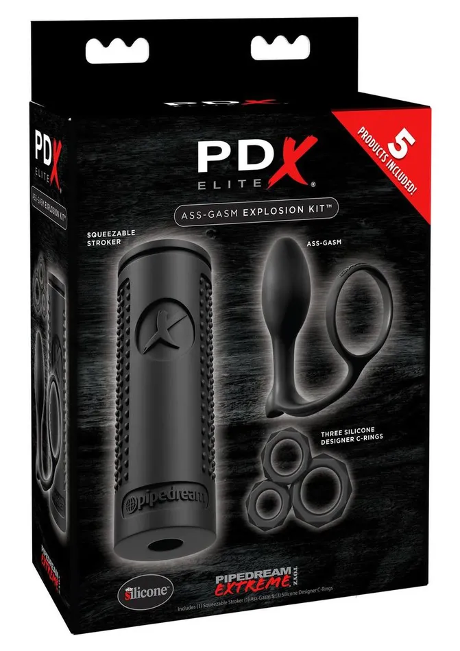 Pdx Elite Male Sex Toys PDX Elite Assgasm Explosion Kit Masturbator Black