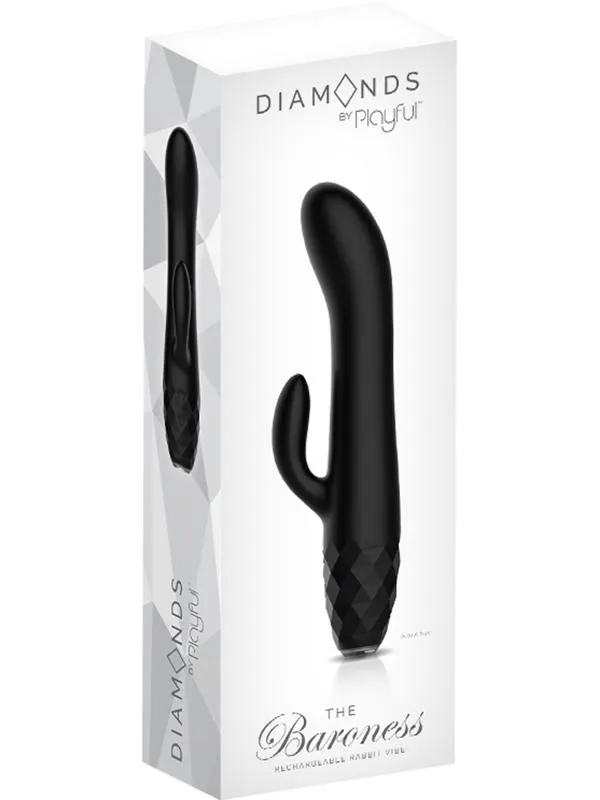 Vibrators Playful Playful Diamonds The Baroness Rechargeable Rabbit Vibe Black Vibrators Playful Playful Diamonds The Baroness Rechargeable Rabbit Vibe Black