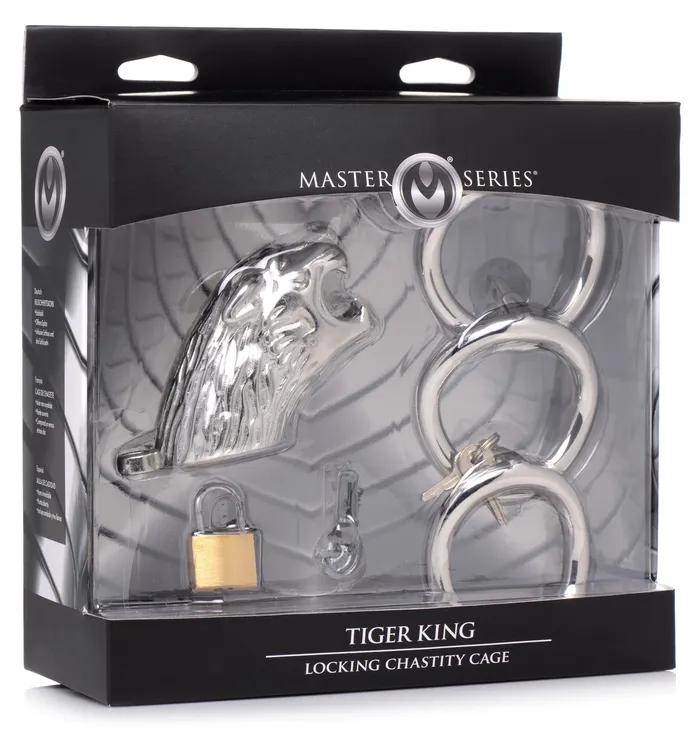 Tiger King Locking Chastity Cage XR Brands Male Sex Toys