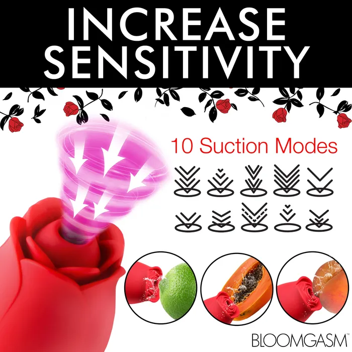 Vibrators XR Brands Blooming Bunny Sucking and Thrusting Silicone Rabbit Vibrator