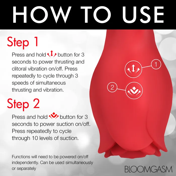 Vibrators XR Brands Blooming Bunny Sucking and Thrusting Silicone Rabbit Vibrator